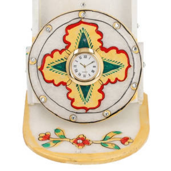 Marble Clock Phone Holder - Yellow and Green - Picture 4 of 8
